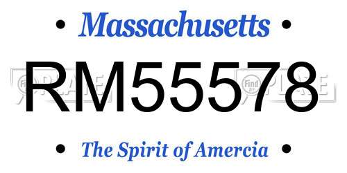RM55578 Massachusetts License Plate
