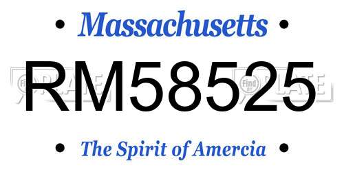 RM58525 Massachusetts License Plate