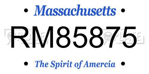 RM85875 Massachusetts License Plate