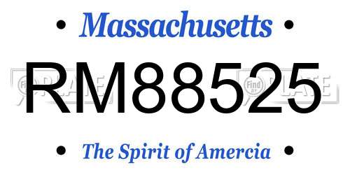 RM88525 Massachusetts License Plate