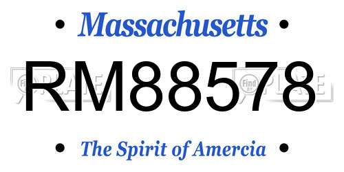 RM88578 Massachusetts License Plate