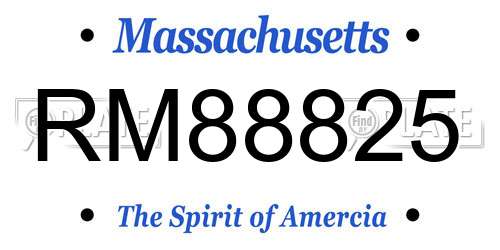 RM88825 Massachusetts License Plate