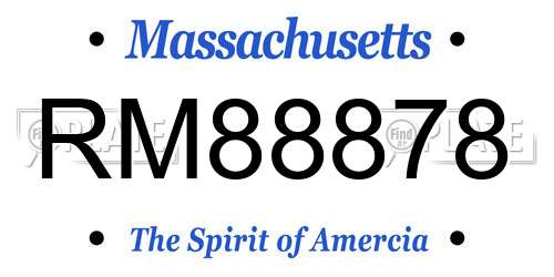 RM88878 Massachusetts License Plate
