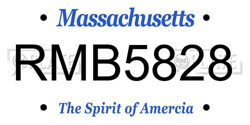 RMB5828 Massachusetts License Plate
