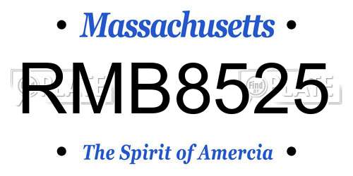 RMB8525 Massachusetts License Plate
