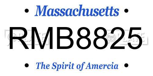 RMB8825 Massachusetts License Plate