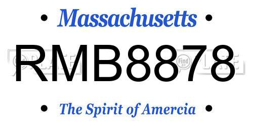 RMB8878 Massachusetts License Plate