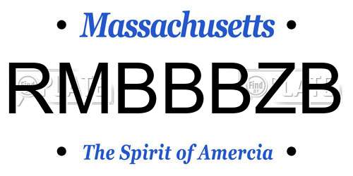 RMBBBZB Massachusetts License Plate
