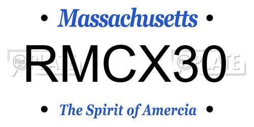 RMCX30 Massachusetts License Plate
