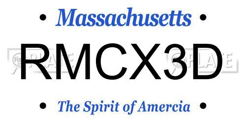RMCX3D Massachusetts License Plate