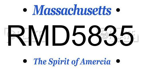 RMD5835 Massachusetts License Plate