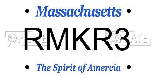 RMKR3 Massachusetts License Plate