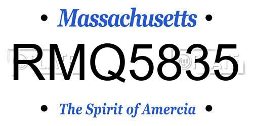 RMQ5835 Massachusetts License Plate