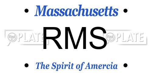 RMS Massachusetts License Plate