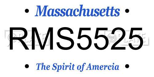 RMS5525 Massachusetts License Plate