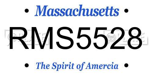 RMS5528 Massachusetts License Plate
