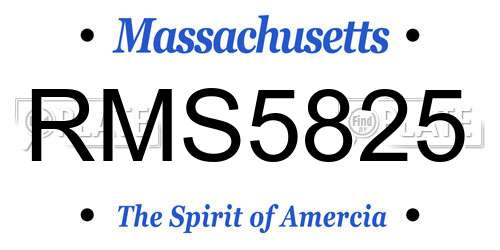RMS5825 Massachusetts License Plate