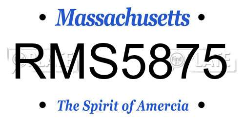 RMS5875 Massachusetts License Plate