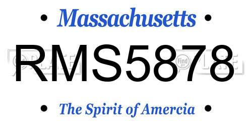 RMS5878 Massachusetts License Plate
