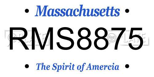 RMS8875 Massachusetts License Plate