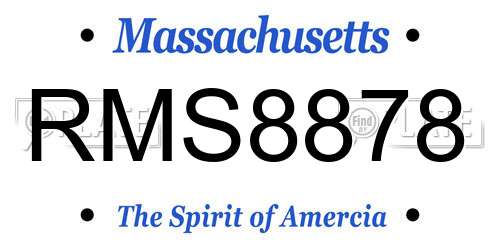 RMS8878 Massachusetts License Plate