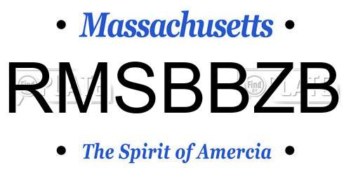 RMSBBZB Massachusetts License Plate