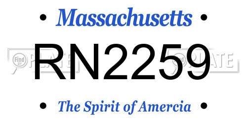 RN2259 Massachusetts License Plate
