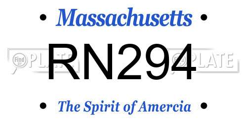 RN294 Massachusetts License Plate