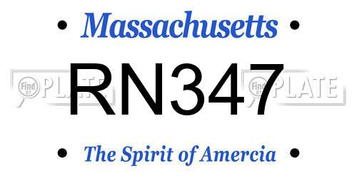 RN347 Massachusetts License Plate