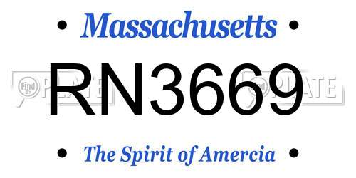 RN3669 Massachusetts License Plate