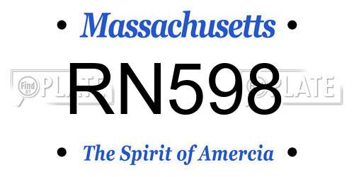 RN598 Massachusetts License Plate
