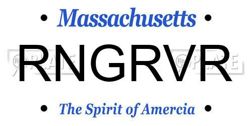 RNGRVR Massachusetts License Plate