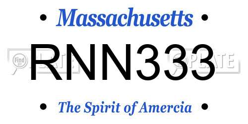 RNN333 Massachusetts License Plate