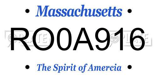 RO0A916 Massachusetts License Plate
