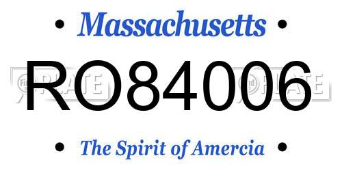 RO84006 Massachusetts License Plate
