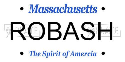 ROBASH Massachusetts License Plate