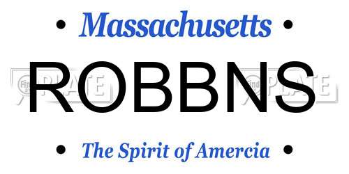 ROBBNS Massachusetts License Plate