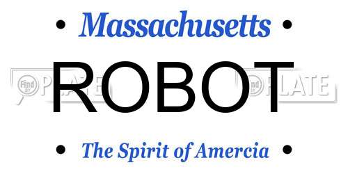 ROBOT Massachusetts License Plate