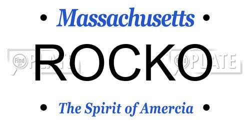 ROCKO Massachusetts License Plate