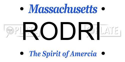 RODRI Massachusetts License Plate