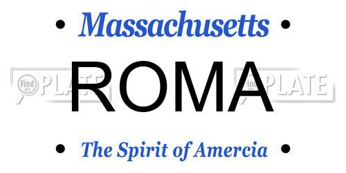 ROMA Massachusetts License Plate