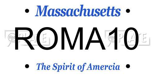 ROMA10 Massachusetts License Plate