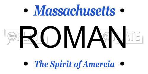 ROMAN Massachusetts License Plate
