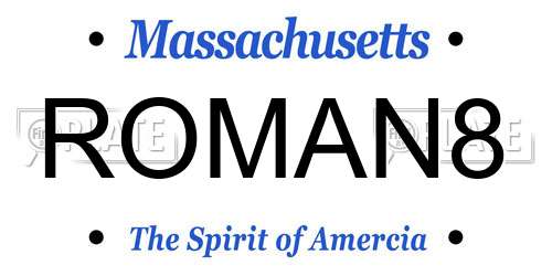 ROMAN8 Massachusetts License Plate
