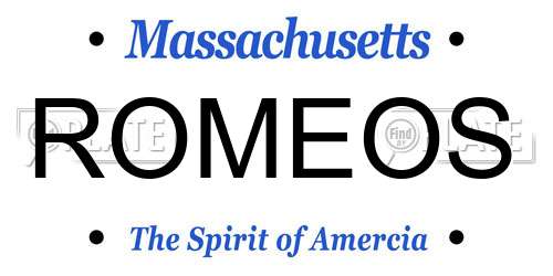 ROMEOS Massachusetts License Plate