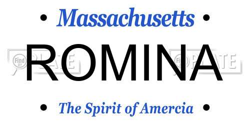 ROMINA Massachusetts License Plate