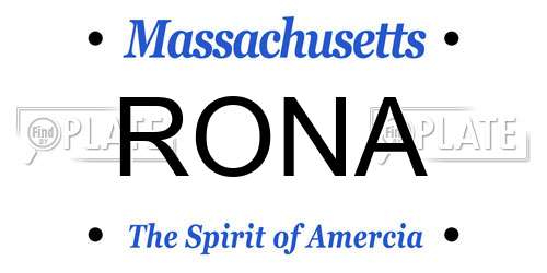 RONA Massachusetts License Plate