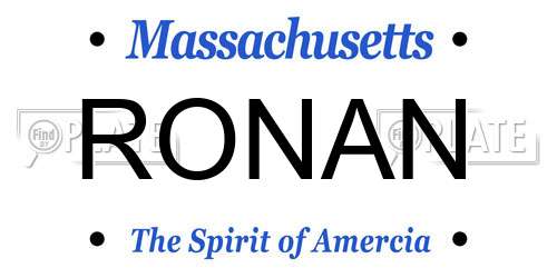RONAN Massachusetts License Plate
