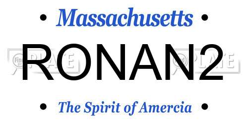 RONAN2 Massachusetts License Plate