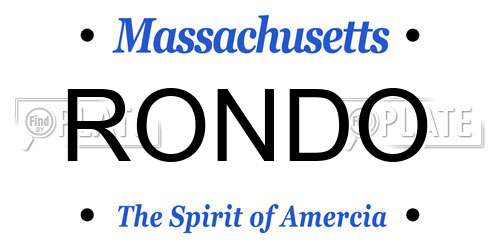 RONDO Massachusetts License Plate